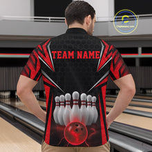 Load image into Gallery viewer, Custom Black And Red Bowling Team Jerseys, Bowler Uniform Bowling Quarter-Zip Shirts For Men IPHW9283
