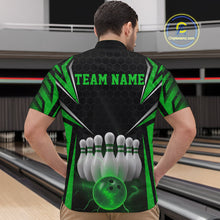 Load image into Gallery viewer, Custom Black And Green Bowling Team Jerseys, Bowler Uniform Bowling Quarter-Zip Shirts For Men IPHW9285