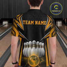 Load image into Gallery viewer, Custom Black And Yellow Bowling Team Jerseys, Bowler Uniform Bowling Polo Shirts For Men IPHW9286