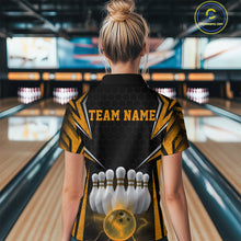 Load image into Gallery viewer, Custom Black And Yellow Bowling Team Jerseys, Bowler Uniform Bowling Polo Shirt For Women IPHW9286
