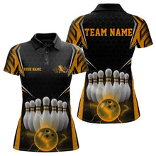 Load image into Gallery viewer, Custom Black And Yellow Bowling Team Jerseys, Bowler Uniform Bowling Polo Shirt For Women IPHW9286