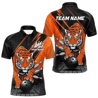 Custom Tiger Bowling Team Polo Shirts For Men, Bowling Tournament Outfit IPHW9096