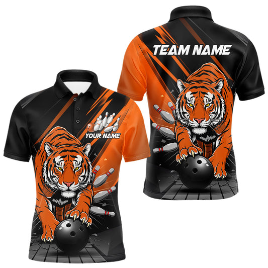 Custom Tiger Bowling Team Polo Shirts For Men, Bowling Tournament Outfit IPHW9096