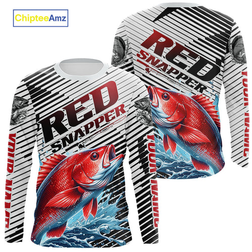 Custom Red Snapper Fishing Jerseys, Red Snapper Long Sleeve Performance Fishing Shirt IPHW9183