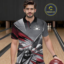 Load image into Gallery viewer, Custom Red And Gray Bowling Polo Team Shirts For Men, Bowler Outfit Bowling League Shirt IPHW9557