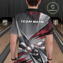 Load image into Gallery viewer, Custom Red And Gray Bowling Polo Team Shirts For Men, Bowler Outfit Bowling League Shirt IPHW9557