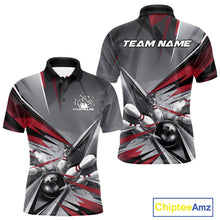 Load image into Gallery viewer, Custom Red And Gray Bowling Polo Team Shirts For Men, Bowler Outfit Bowling League Shirt IPHW9557