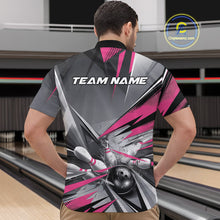 Load image into Gallery viewer, Custom Pink And Gray Bowling Quarter-Zip Team Shirts For Men, Bowler Outfit Bowling League Shirt IPHW9558