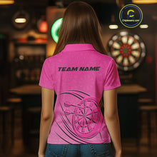 Load image into Gallery viewer, Custom Pink Darts Polo Shirts For Women, Pink Dartboard Dart Team Jerseys For Players IPHW9635