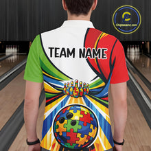 Load image into Gallery viewer, Custom Autism Awareness Bowling Men Polo Shirts, Colorful Puzzles Bowling Team Shirt IPHW11194