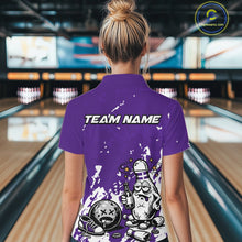 Load image into Gallery viewer, Purple Custom Drunk Bowling Ball And Pin Funny Women Polo Shirt, Bowling And Beer Jersey IPHW11234