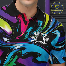 Load image into Gallery viewer, Colorful polo shirt with a logo and 'Your Name' text on a dark background