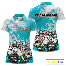 Load image into Gallery viewer, Custom Turquoise Blue Drunk Bowling Ball And Pins Bowling And Beer Shirt, Funny Jersey IPHW11265