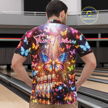 Load image into Gallery viewer, Custom Colorful Butterfly Bowling Men Quarter-Zip Shirt, Bowling Tournament Team Shirt IPHW11030