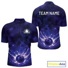 Load image into Gallery viewer, Custom Purple And Blue Galaxy Bowling Team Shirts For Men, Sparkling Sky Bowling Jerseys IPHW10529