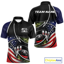 Load image into Gallery viewer, Custom Patriotic US Flag Bowling Team Shirts, Freedom Military Camo Men Bowling Jerseys IPHW10531