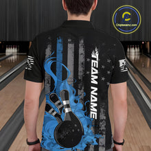 Load image into Gallery viewer, Custom Grunge Vintage Blue Thin Line US Flag Patriotic Men Polo Bowling Team Shirts IPHW10170