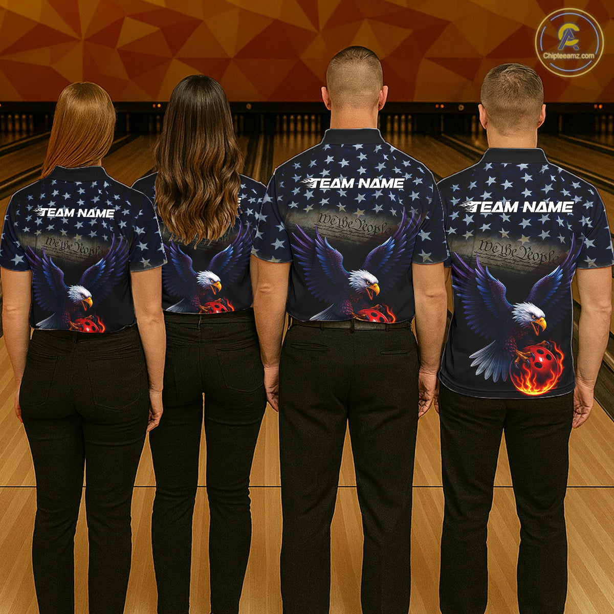 Custom Patriotic We The People Eagle Bowling Team Shirt For Men, Bowling League Shirt IPHW10200
