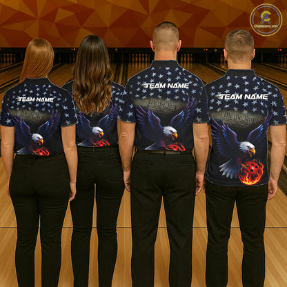 Custom Patriotic We The People Eagle Bowling Team Shirt For Men, Bowling League Shirt IPHW10200