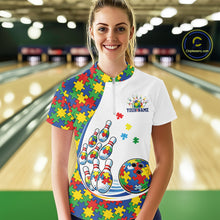 Load image into Gallery viewer, Custom Colorful Puzzles Autism Awareness Bowling Women Shirt, Autism Acceptance Shirt IPHW11200