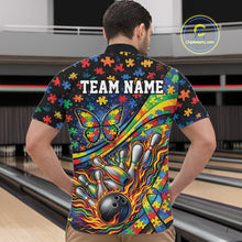 Load image into Gallery viewer, Custom Autism Awareness Butterfly Bowling Team Men Quarter-Zip Shirt, Puzzles Bowling Jersey IPHW11214