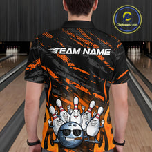 Load image into Gallery viewer, Custom Orange Camo Funny Flame Bowling Men Polo Shirts, Bowling Team League Shirt IPHW10091
