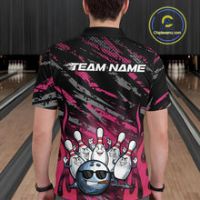 Load image into Gallery viewer, Custom Pink Camo Funny Flame Bowling Men Polo Shirts, Bowling Team League Shirt IPHW10093