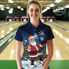 Load image into Gallery viewer, Custom Funny Christmas Bowling Women Polo Shirts, Xmas Santa Bowling Team Outfit IPHW10094
