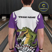 Load image into Gallery viewer, Custom Funny Alligator Bowling Men Polo Shirt, Alligator Purple Bowling Team League Shirt IPHW10687