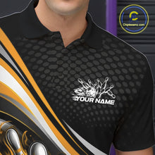 Load image into Gallery viewer, Custom Yellow Flame Bowling Men Polo Shirt, Bowling Team League Shirt Bowler Jerseys IPHW11231