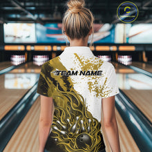 Load image into Gallery viewer, Custom Yellow Flame Bowling Women Polo Shirt, Bowling Team League Shirt Bowler Jerseys IPHW11245