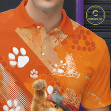 Load image into Gallery viewer, Custom Funny Orange Cat Bowling Men Polo Shirt, Cute Team Cat Paw Bowling Shirt IPHW10102