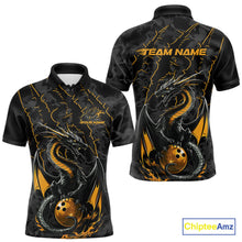 Load image into Gallery viewer, Custom Gray And Yellow Camo Dragon Claws Bowling Men Polo Shirts, Team Bowling Jerseys IPHW9857
