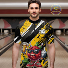 Load image into Gallery viewer, Custom Funny Bowling Ball Drink Beer Bowling Men Quarter-Zip Shirt, Grunge Yellow Team Shirt IPHW10119