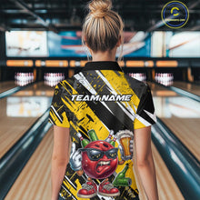 Load image into Gallery viewer, Custom Funny Bowling Ball Drink Beer Bowling Women Quarter-Zip Shirt, Yellow Team Shirt IPHW10119
