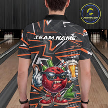 Load image into Gallery viewer, Custom Funny Bowling Ball Drink Beer Bowling Men Polo Shirt, Orange Bowling Team Shirt IPHW10121