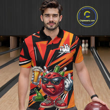 Load image into Gallery viewer, Custom Funny Bowling Ball Drink Beer Bowling Men Polo Shirt, Orange Bowling Team Shirt IPHW10122