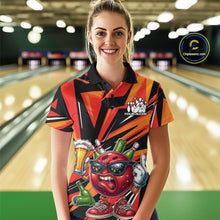 Load image into Gallery viewer, Custom Funny Bowling Ball Drink Beer Bowling Women Polo Shirt, Orange Bowling Team Shirt IPHW10122