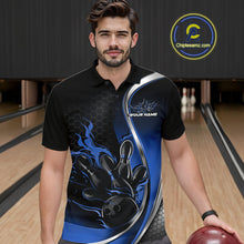 Load image into Gallery viewer, Custom Blue Flame Bowling Men Jerseys, Bowling Team League Shirt Bowlers Jerseys IPHW11301
