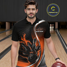 Load image into Gallery viewer, Custom Orange Flame Bowling Men Jerseys, Bowling Team League Shirt Bowlers Jerseys IPHW11303