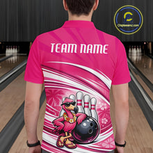 Load image into Gallery viewer, Funny Flamingo Custom Bowling Men Polo Shirt, Summer Vibe Bowling Tournament Shirt IPHW11023