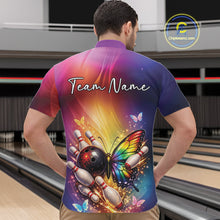 Load image into Gallery viewer, Custom Colorful Rainbow Colors Butterfly Bowling Team Shirt For Men, Bowling League Shirt IPHW11035