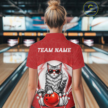 Load image into Gallery viewer, Custom Cool Maine Coon Cat With Funny Gesture Bowling Women Polo Shirt, Bowling Team Outfit IPHW11046