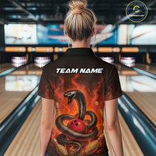 Load image into Gallery viewer, Custom Red Flame Black Mamba Snake Bowling Women Polo Shirt, Snake Bowling Team Jerseys IPHW10149