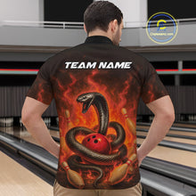 Load image into Gallery viewer, Custom Red Flame Black Mamba Snake Bowling Men Quarter-Zip Shirt, Snake Bowling Team Jerseys IPHW10149