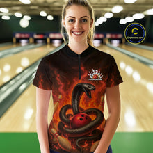 Load image into Gallery viewer, Custom Red Flame Black Mamba Snake Women Bowling Shirt, Snake Bowling Team Jerseys IPHW10149