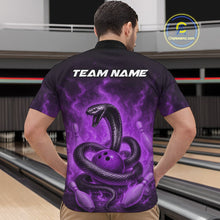 Load image into Gallery viewer, Custom Purple Flame Black Mamba Snake Bowling Men Quarter-Zip Shirt, Snake Bowling Team Jerseys IPHW10150
