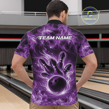 Load image into Gallery viewer, Custom Purple Flame Bowling Men Quarter-Zip Team Shirt, Bowling Tournament Shirt IPHW11084