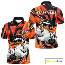 Load image into Gallery viewer, Custom Funny White Duck Bowling Team Men Polo Shirt, Orange Duck Bowling Jerseys IPHW11118