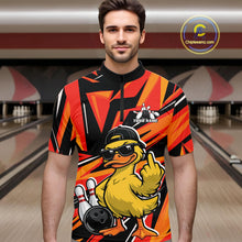 Load image into Gallery viewer, Custom Funny Yellow Duck Bowling Team Men Quarter-Zip Shirt, Orange Duck Bowling Jerseys IPHW11119